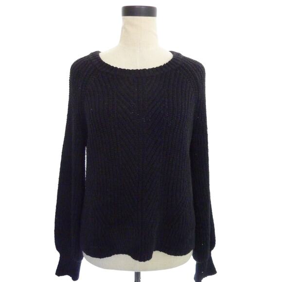 Madewell Black Cable Knit Cotton Sweater Pullover Medium - Picture 1 of 6